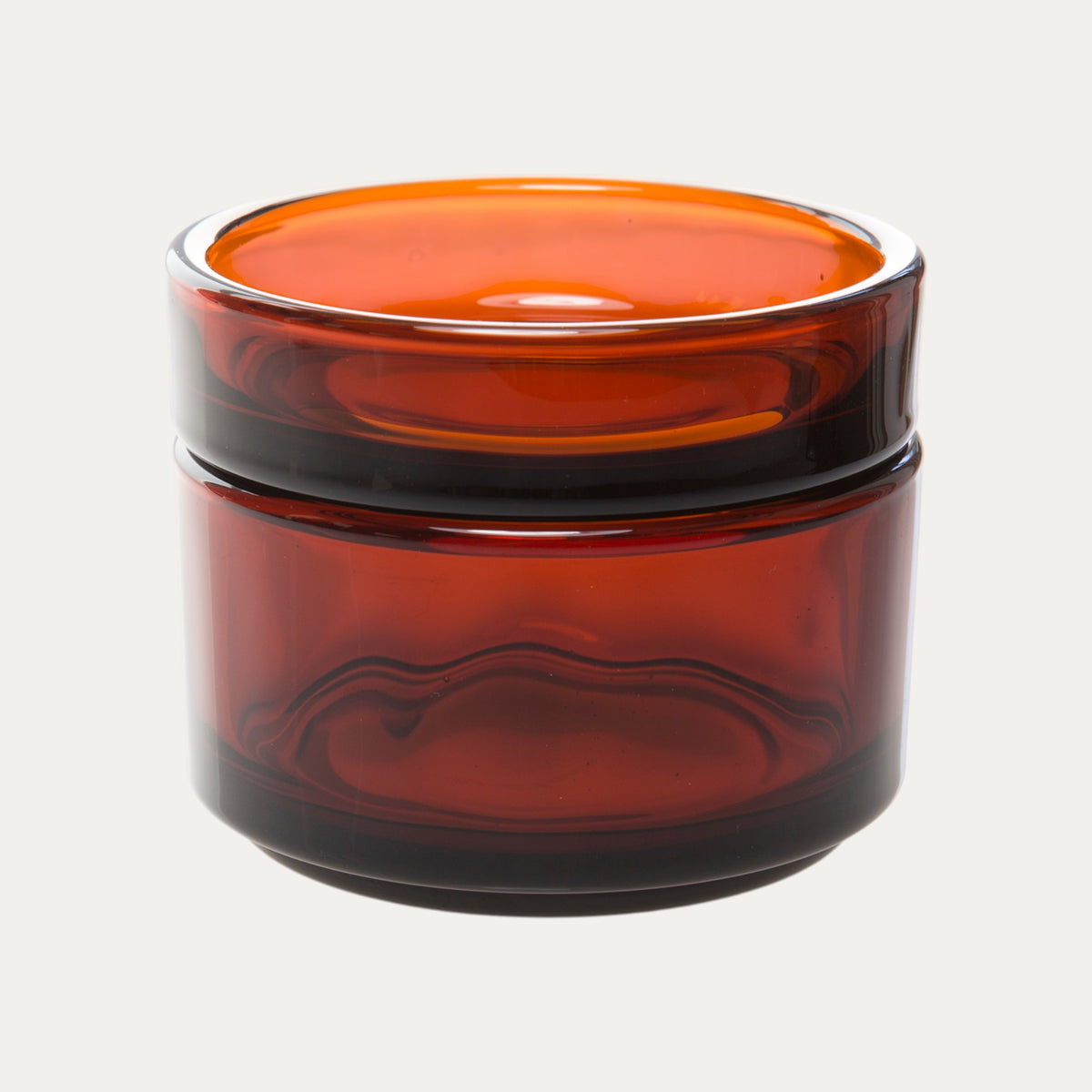 Stapelbare Glasdose in Amber mit Glasdeckel