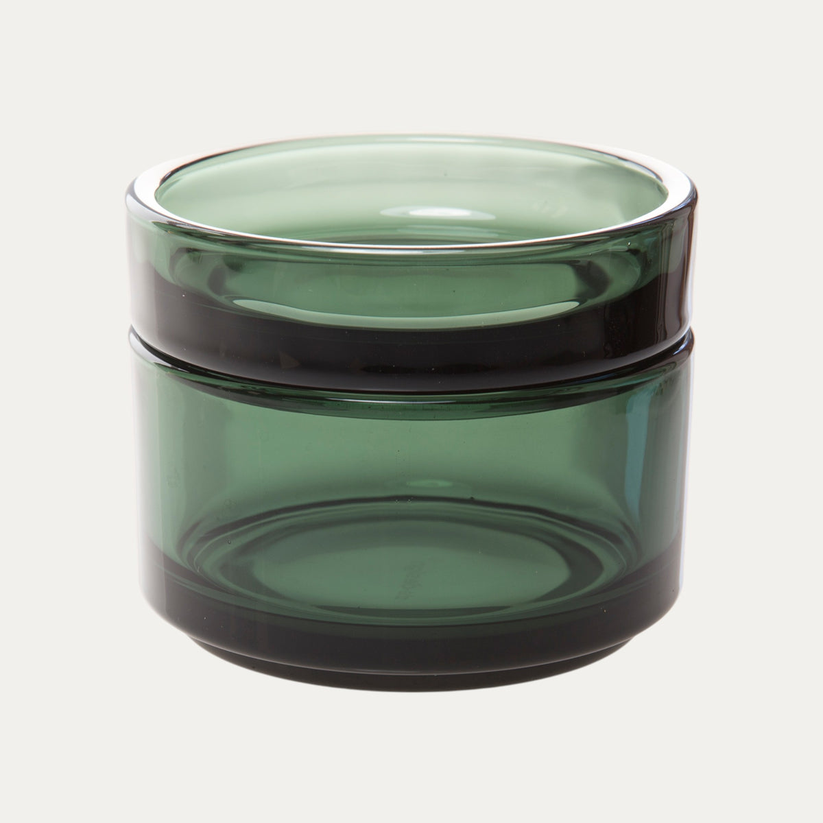 Stapelbare Glasdose in Deep Emerald mit Glasdeckel