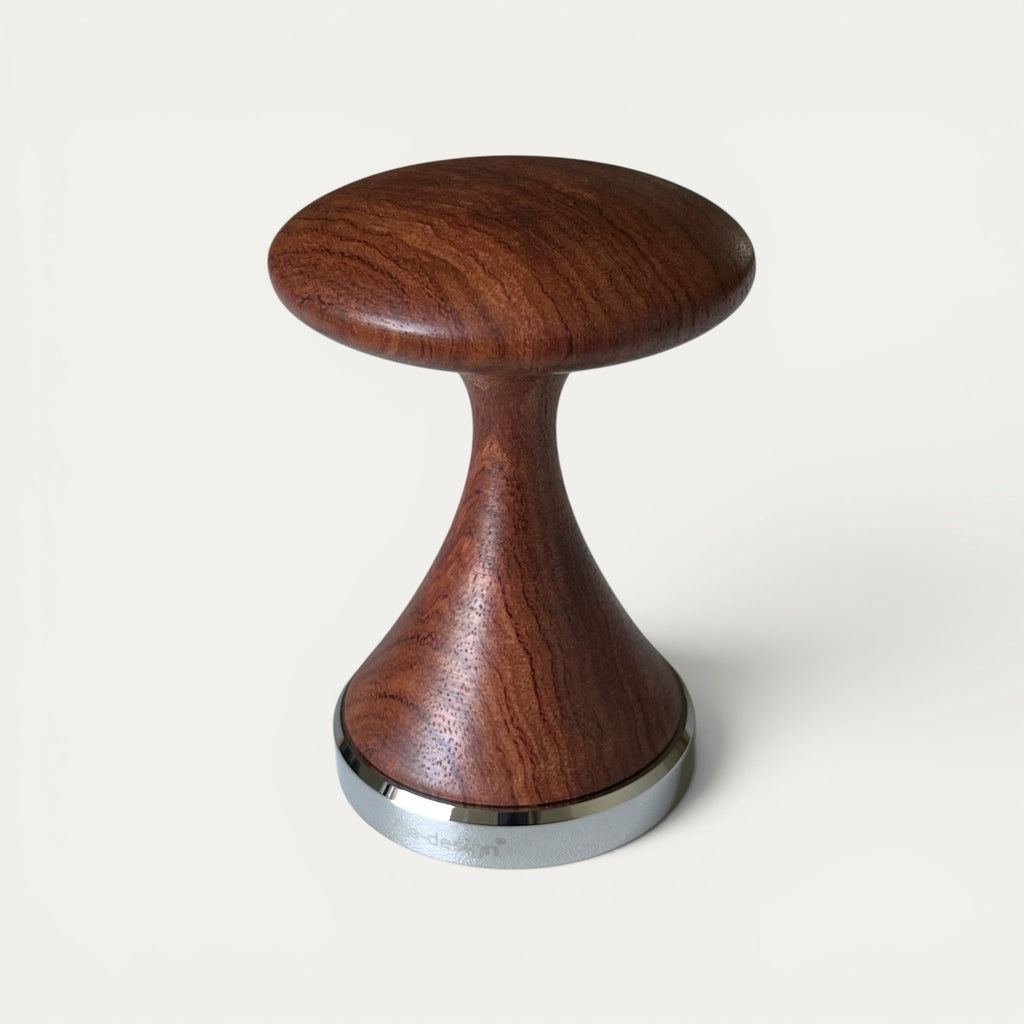 Espresso-Tamper dotto No.5 mit Padauk-Griff in der Frontansicht