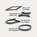Die Formen des KREMPEL: flach für die Schublade, Kissen für jeden Topf, Fisch für den Auflauf und Kreis für das Pizzablech
